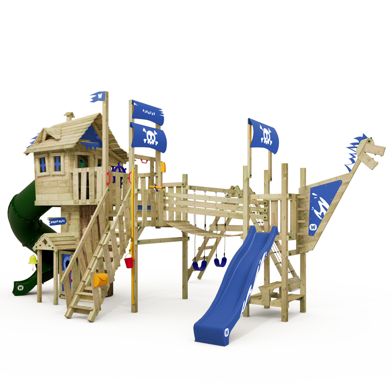 Trädhus Wickey Prime Neverland Gold med turbo-rutschkana